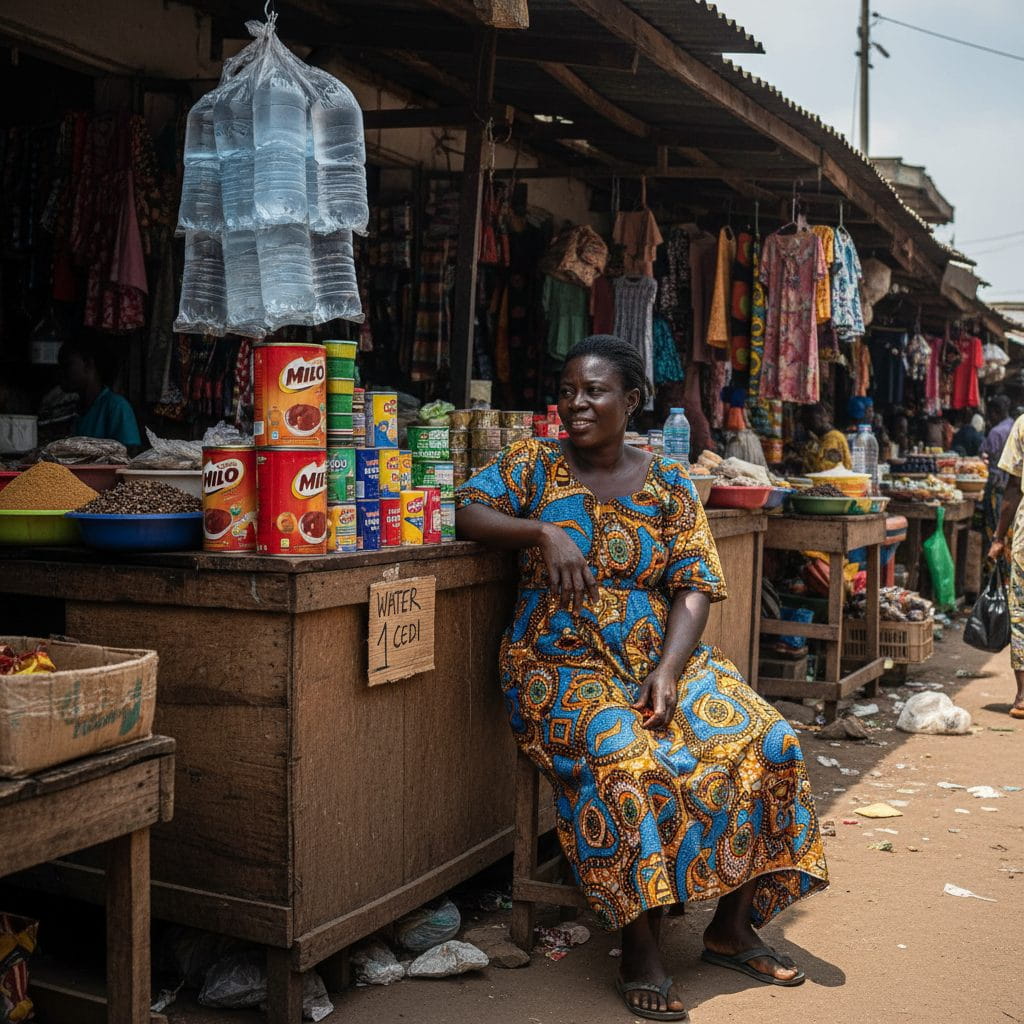 Provisions merchant at her market stall